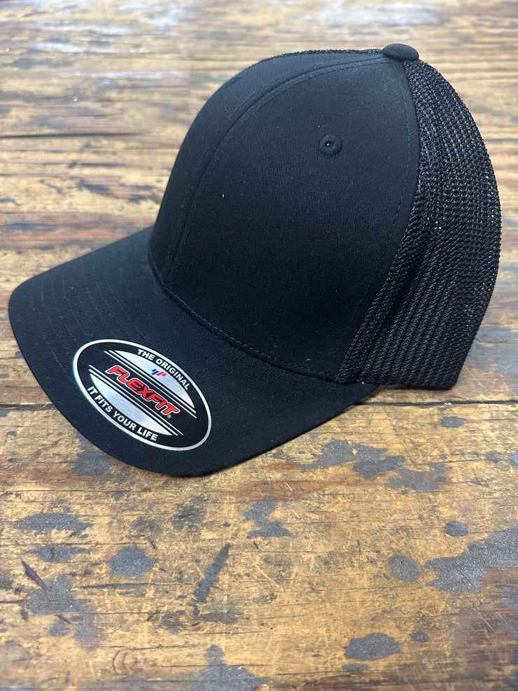 Flexfit - Mesh Trucker Hat, Curved Bill - Black
